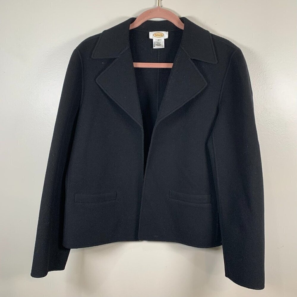 Talbots Blazer Womens 12 Black wool open front classic corpcore office career